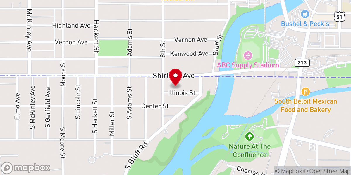 Map showing location of South Beloit First Pentecostal Church