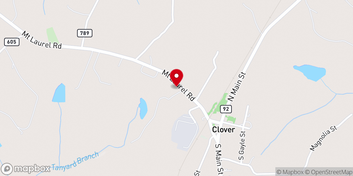 Map showing location of Clover Apostolic Holiness Church