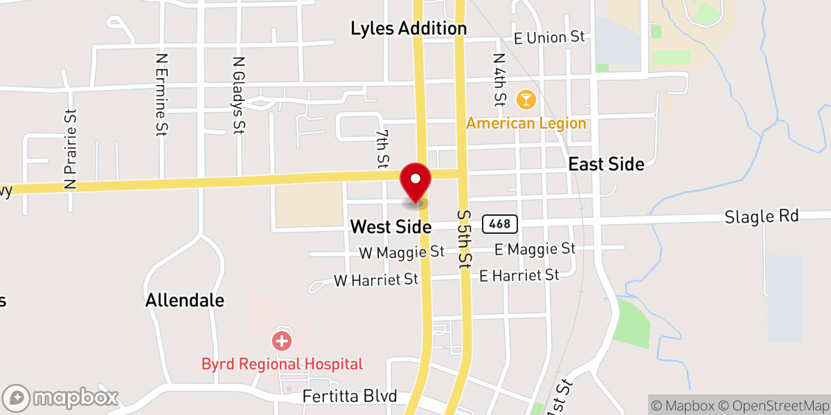 Map showing location of First Pentecostal Church Family Life Center