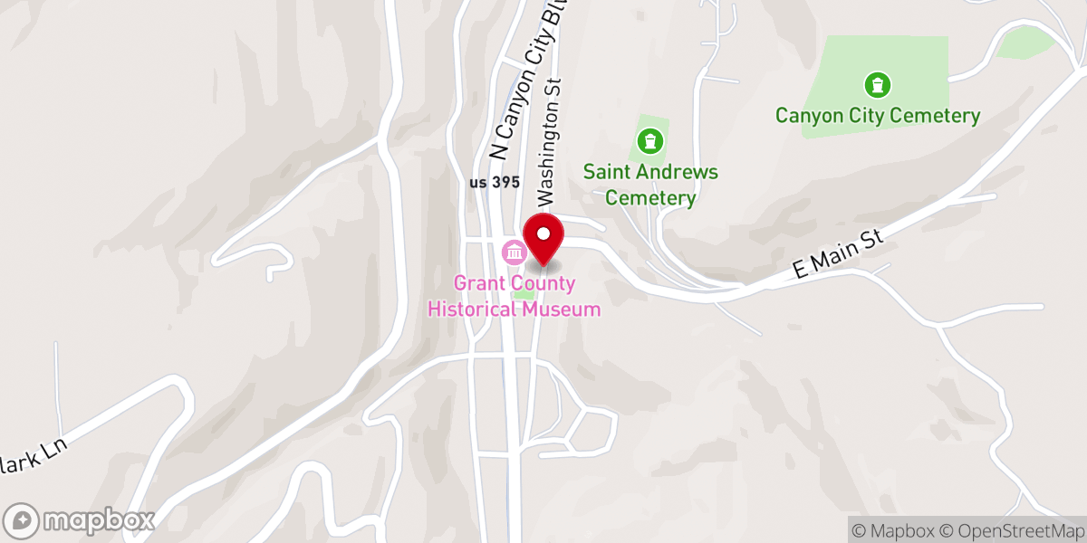 Map showing location of Canyon City Historic District