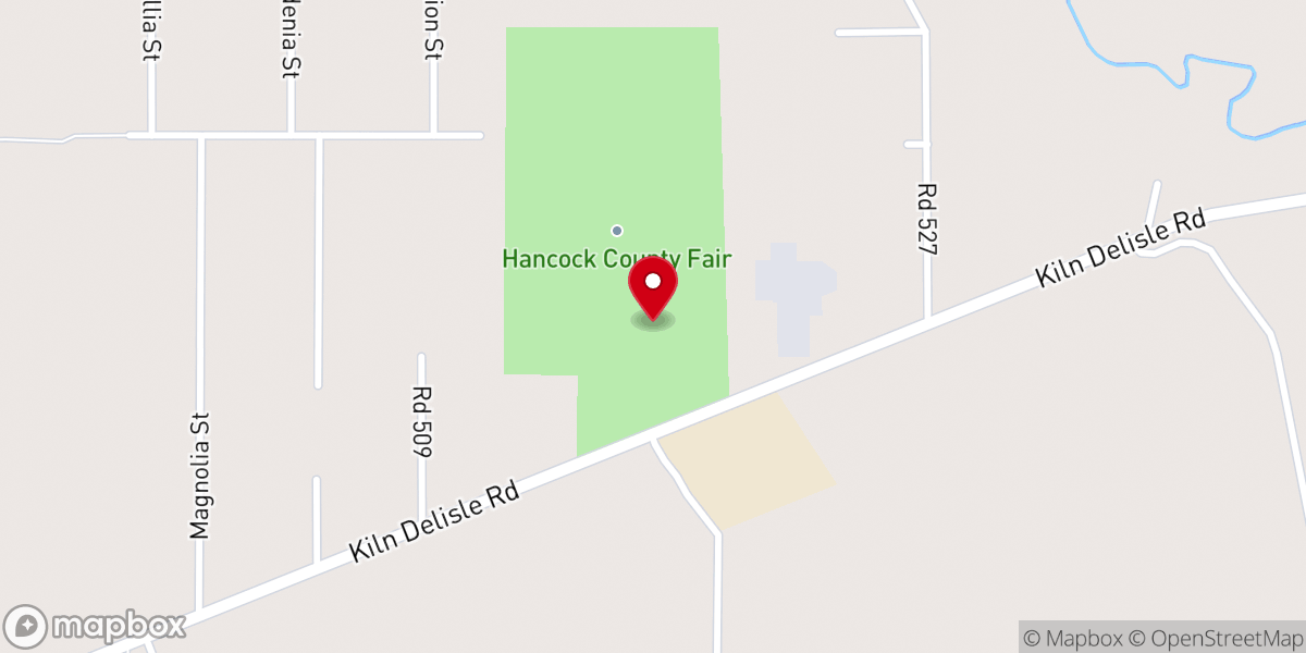 Map showing location of Hancock County Fairgrounds