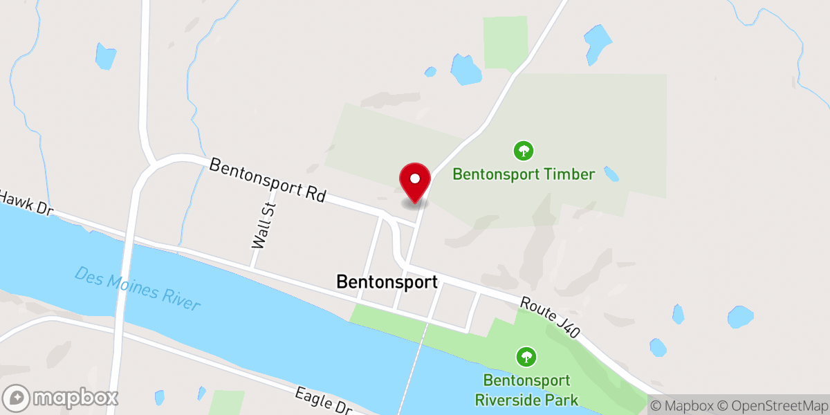 Map showing location of Bentonsport Presbyterian Church