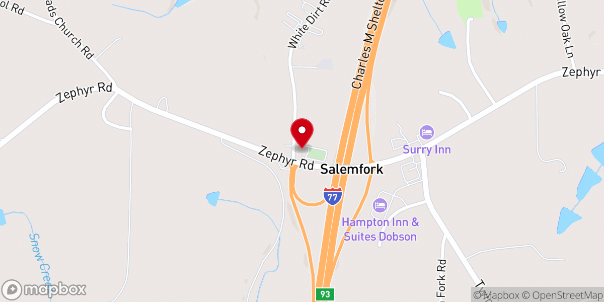 Map showing location of Salem Fork Christian Church
