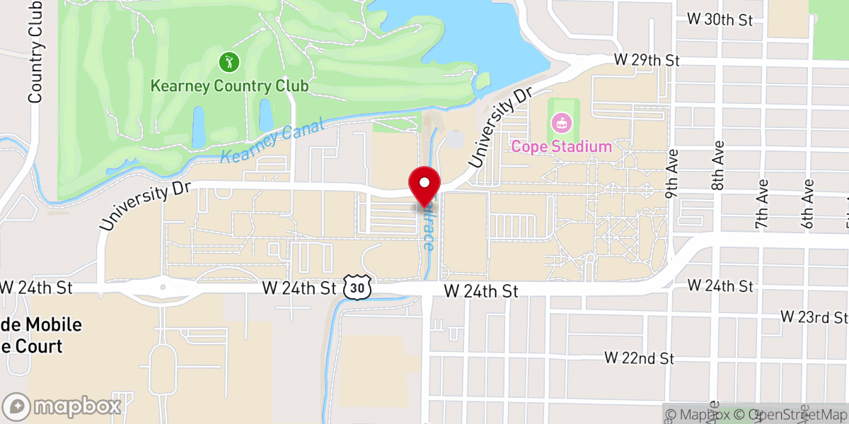 Map showing location of University of Nebraska Kearney