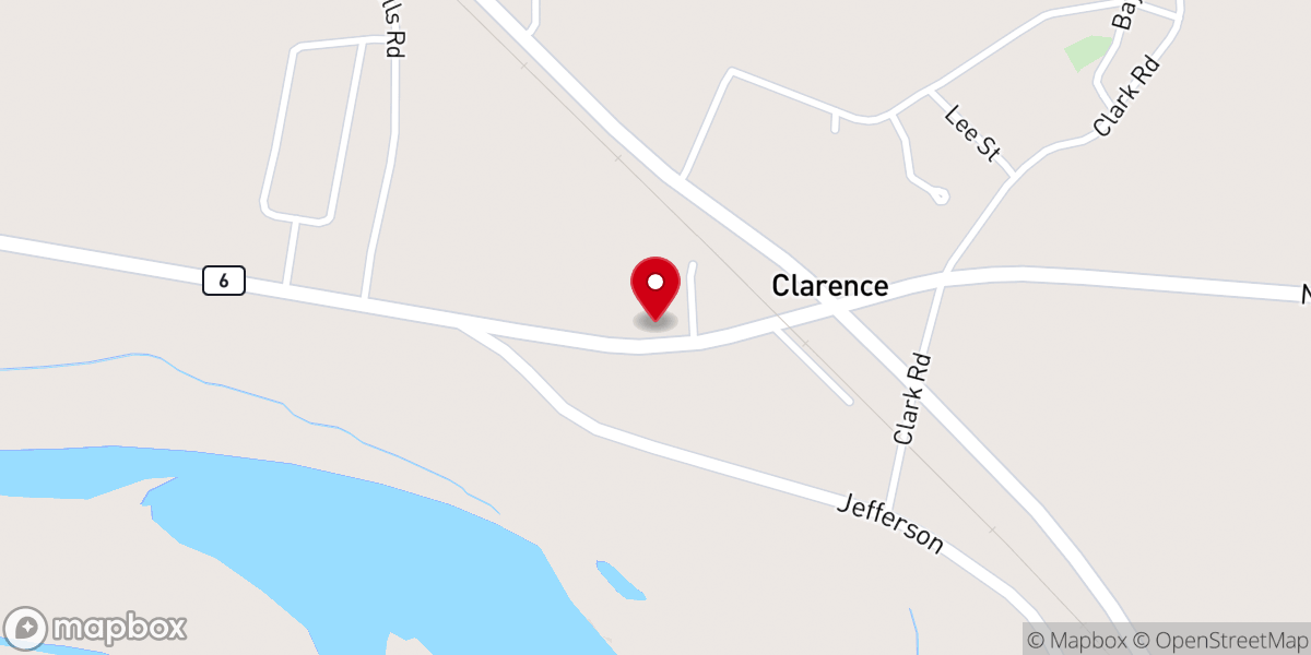 Map showing location of Clarence Baptist Church