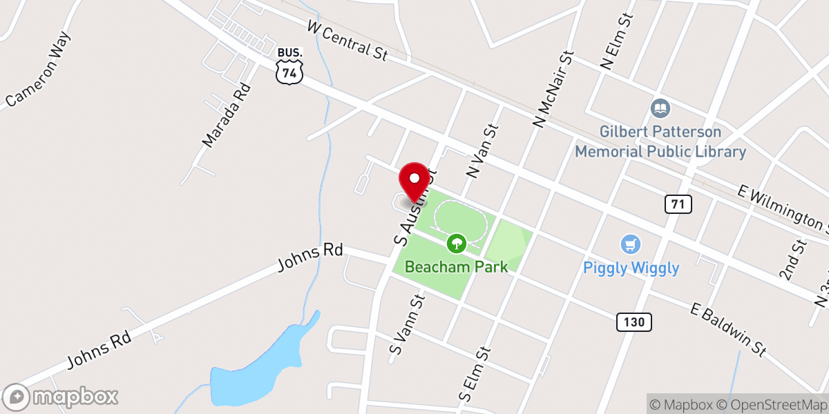 Map showing location of Beacham Park/Maxton, NC