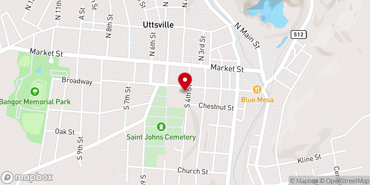 Map showing location of Trinity Evangelical Lutheran