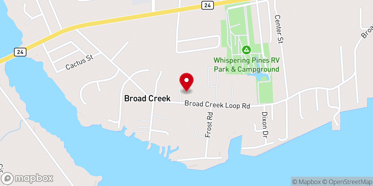 Map showing location of Broad Creek Methodist Church