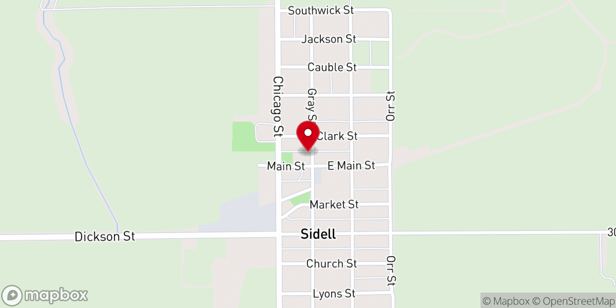 Map showing location of Sidell Township Hall