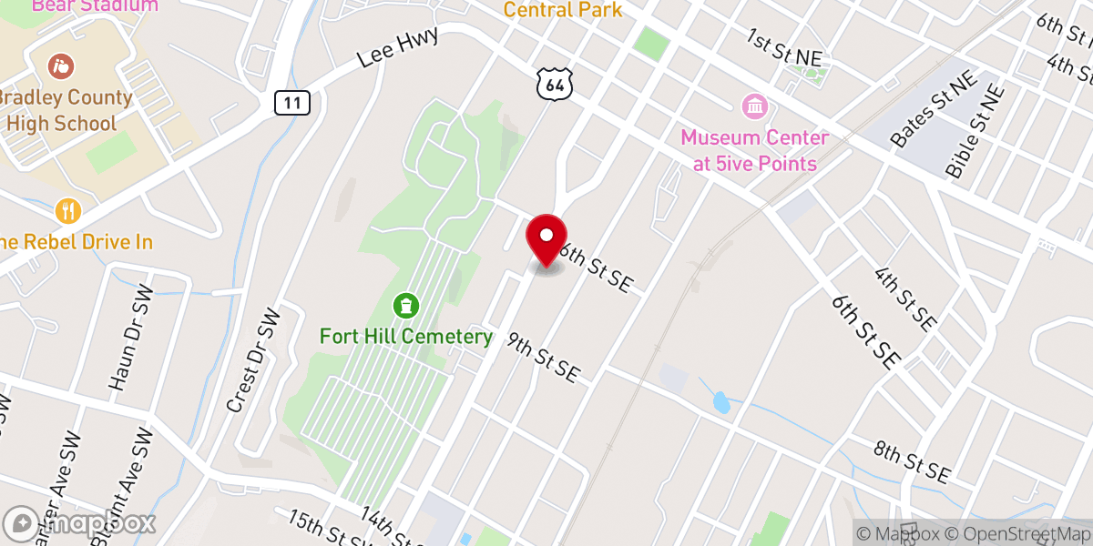 Map showing location of Cleveland Christian Fellowship and Christian School