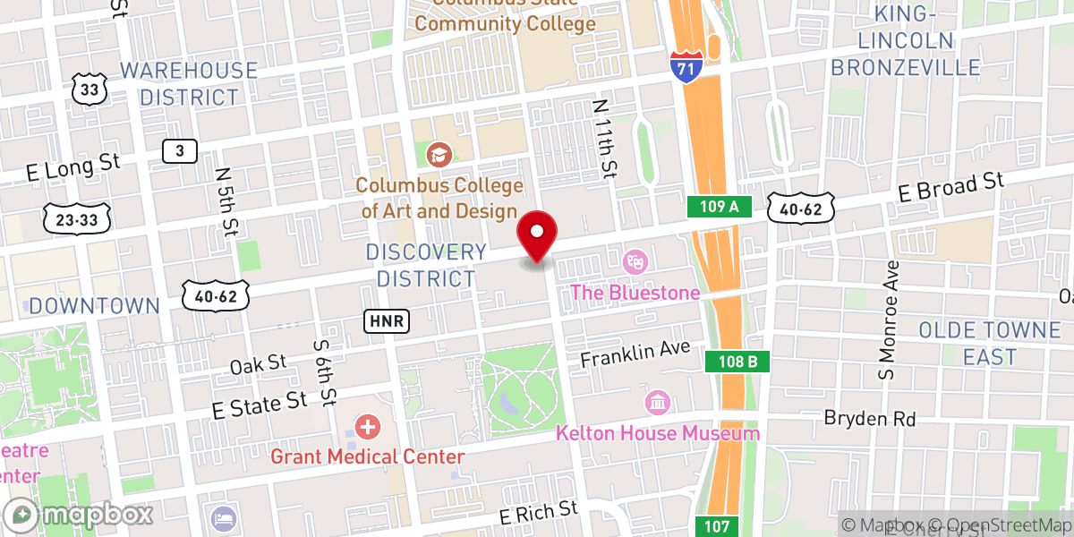 Map showing location of Broad Street United Methodist Church