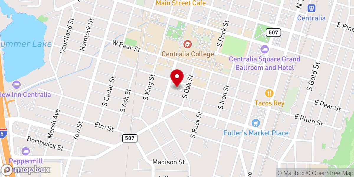Map showing location of Centralia First United Methodist Church