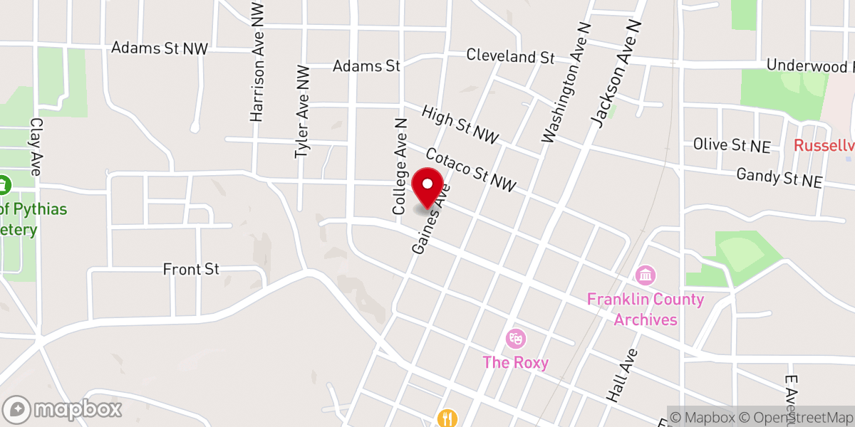 Map showing location of Gaines Street Missionary Baptist
