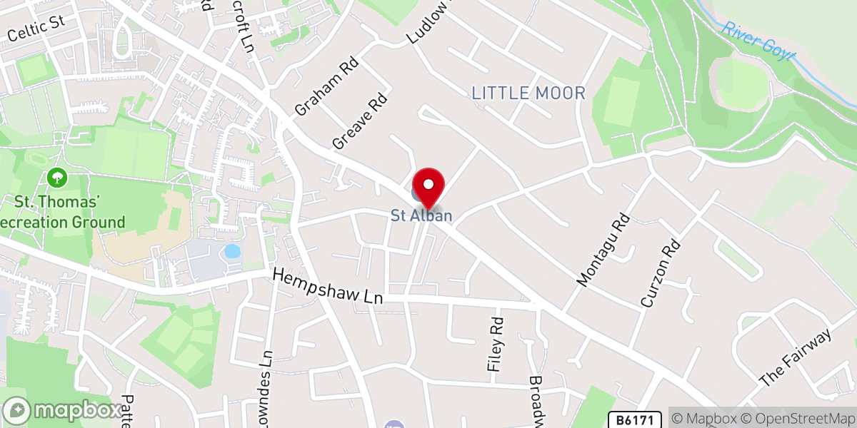 Map showing location of St Alban's Church