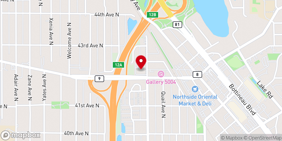 Map showing location of Oromo Evangelical Church of Minnesota