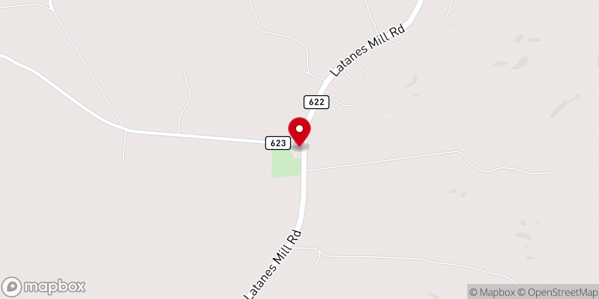 Map showing location of Beulah Baptist Church