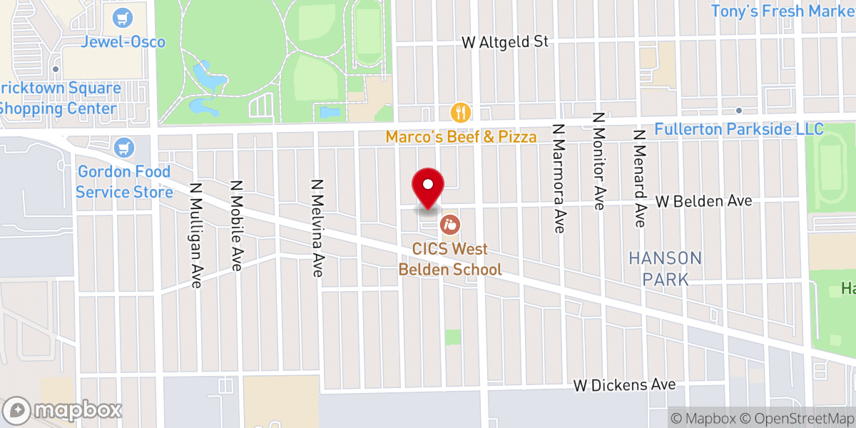 Map showing location of St. John Bosco-St. James Parish in Chicago