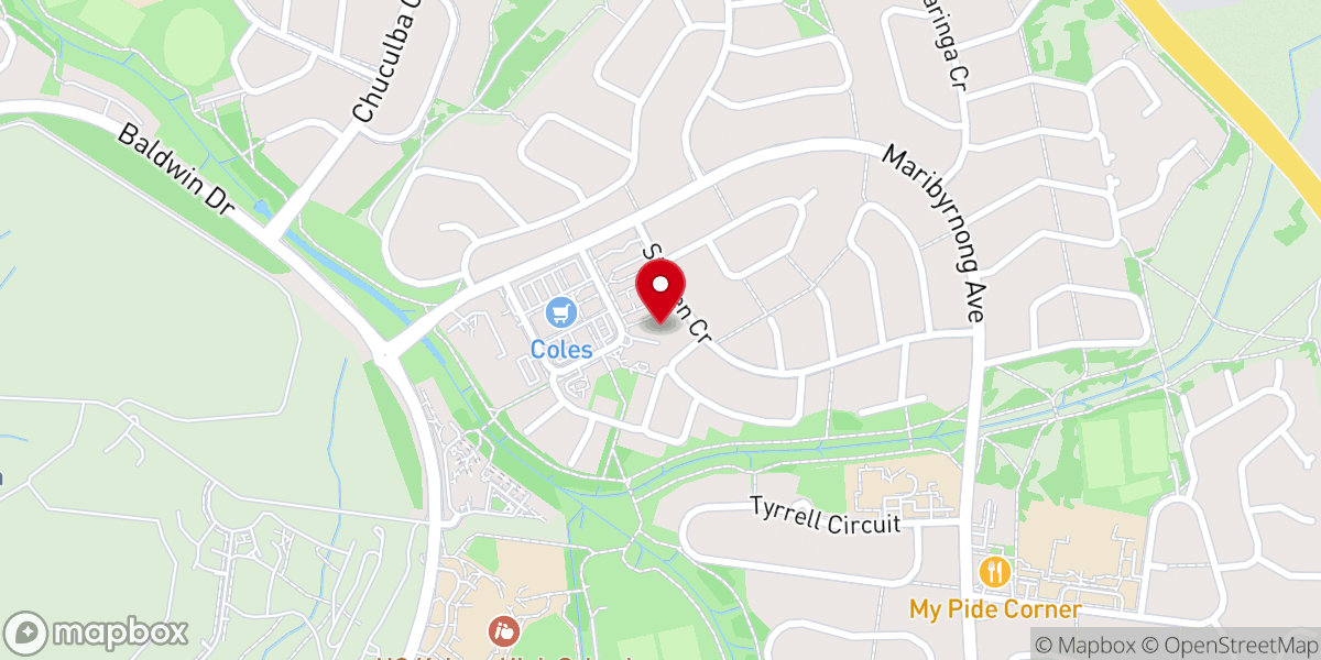 Map showing location of St Simon's Anglican Church, Kaleen