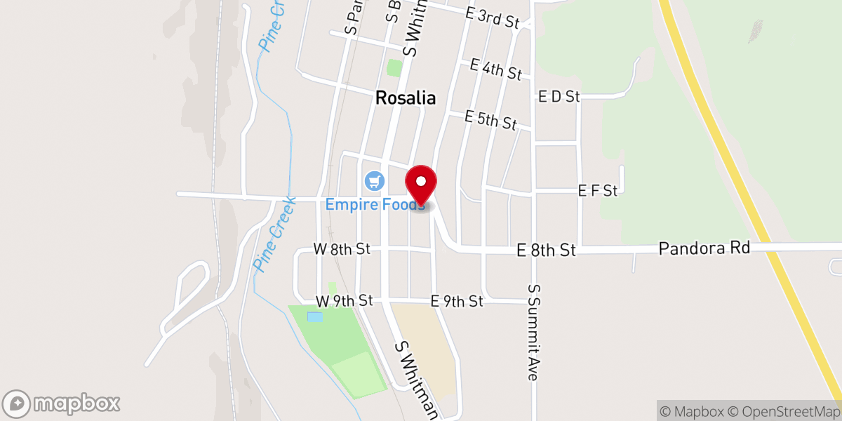 Map showing location of Rosalia Church