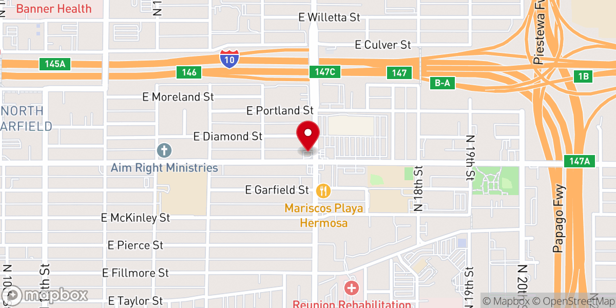 Map showing location of Church's Texas Chicken