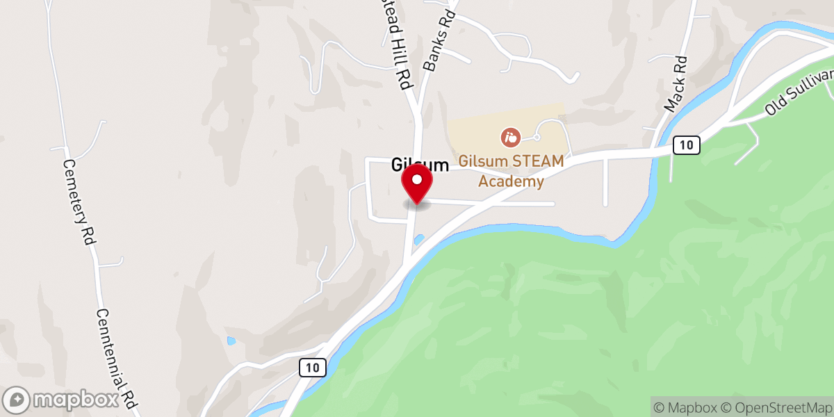 Map showing location of Gilsum Congregational Church