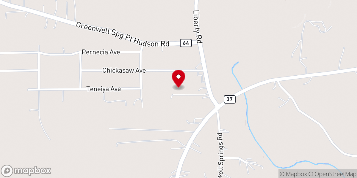 Map showing location of Indian Mound Baptist Church