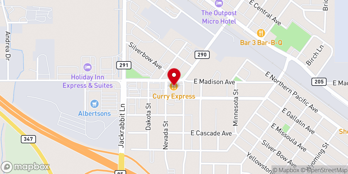 Map showing location of Curry Express