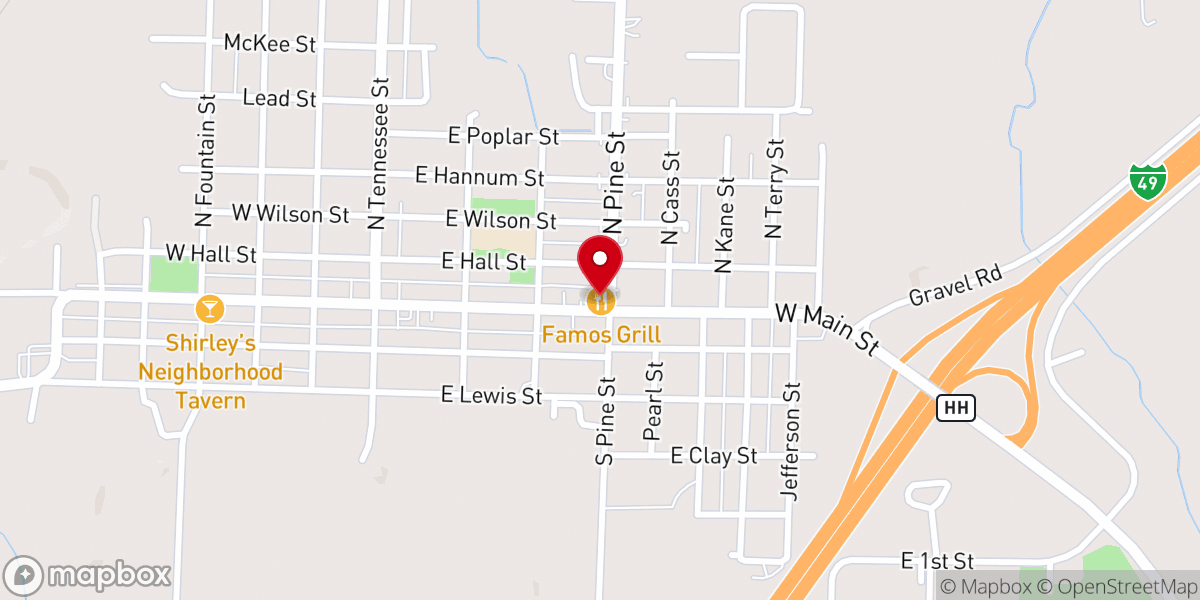 Map showing location of Famos on 66
