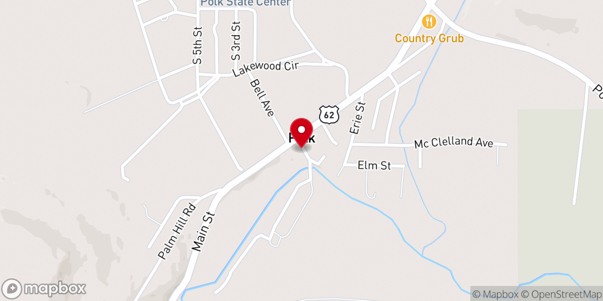 Map showing location of Polk Presbyterian Church-USA