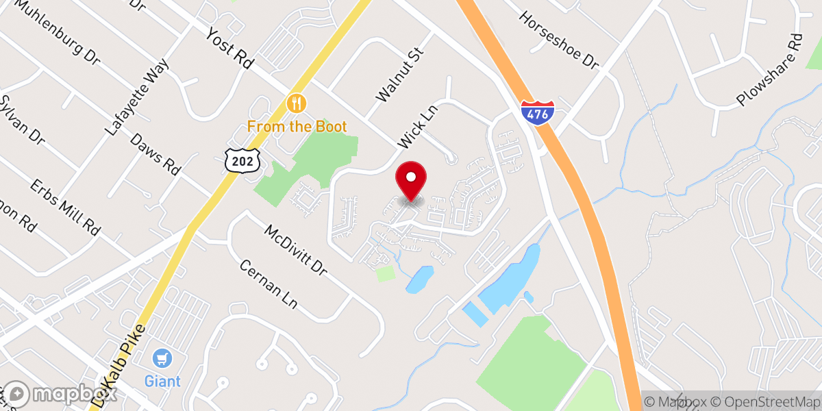 Map showing location of Blue Bell Villas