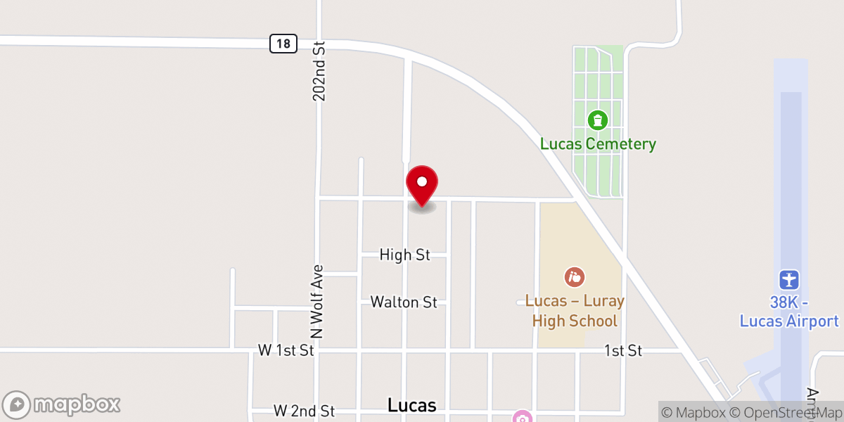 Map showing location of Lucas United Methodist Church