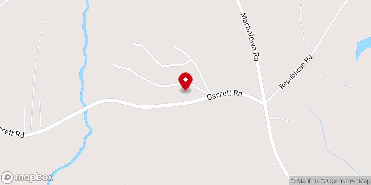 Map showing location of Piney Grove Church