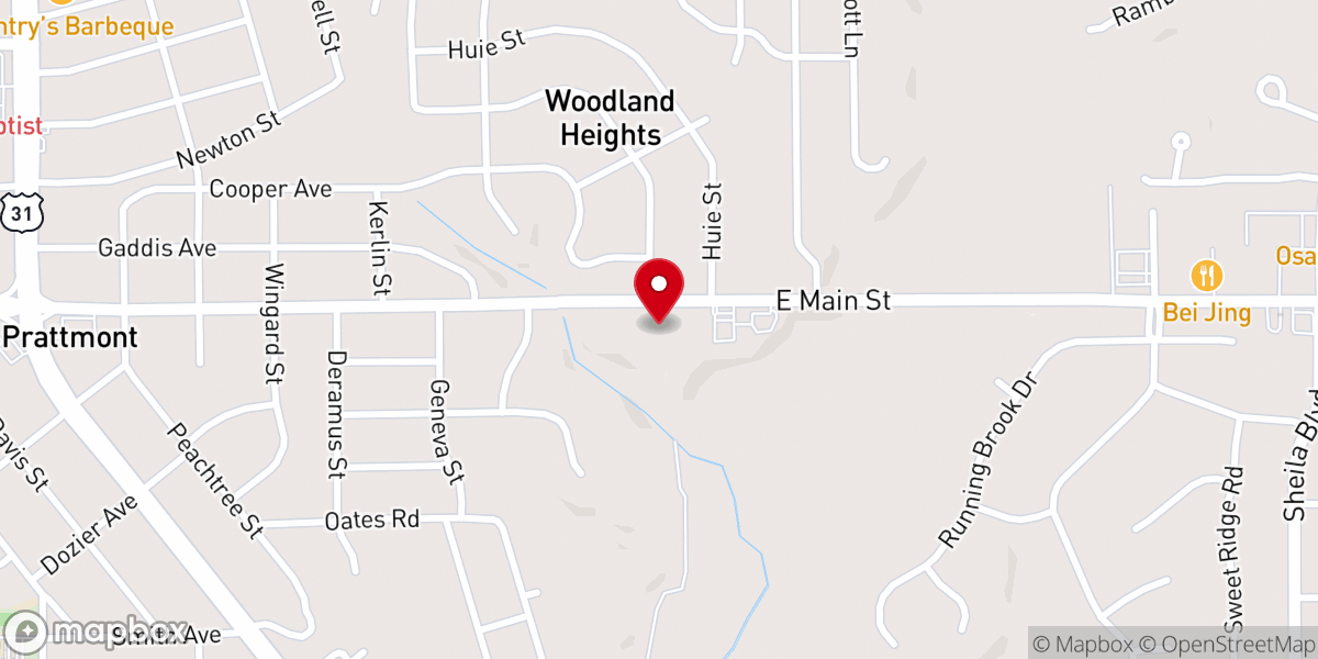 Map showing location of Prattville Wesleyan Church
