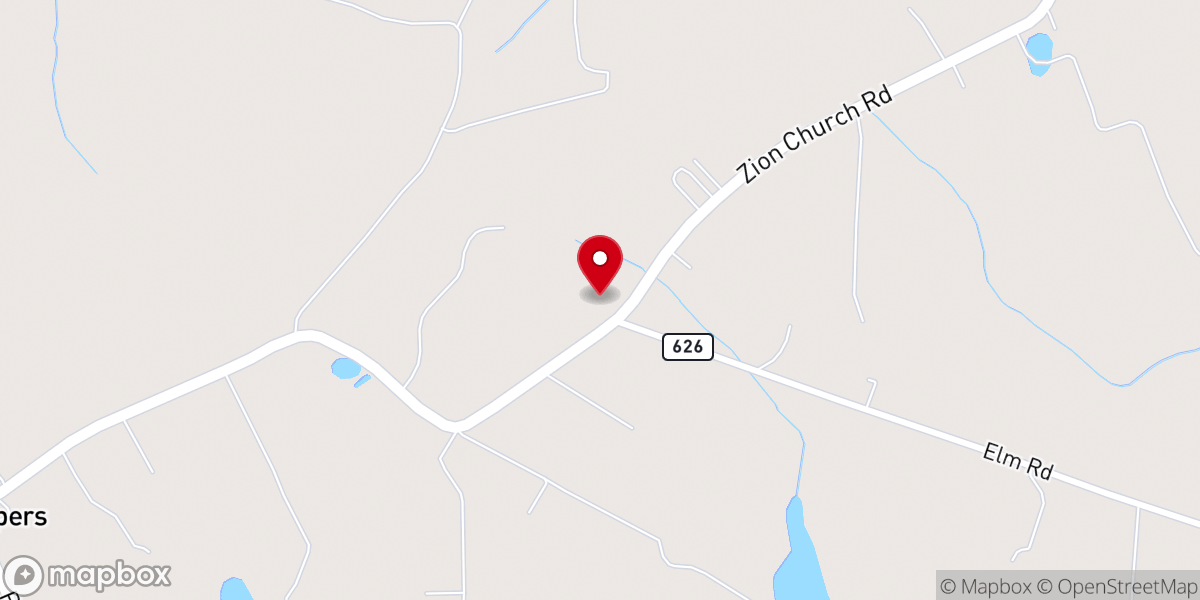 Map showing location of Zion Baptist Church