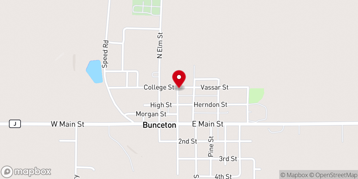 Map showing location of Bunceton Federated Church