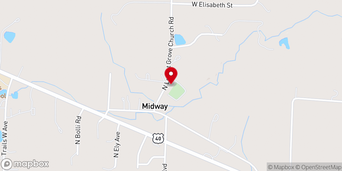 Map showing location of Midway Locust Grove Church