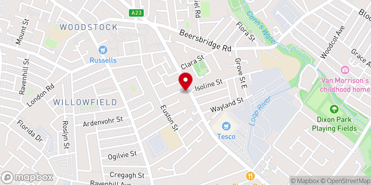 Map showing location of Castlereagh Baptist Church