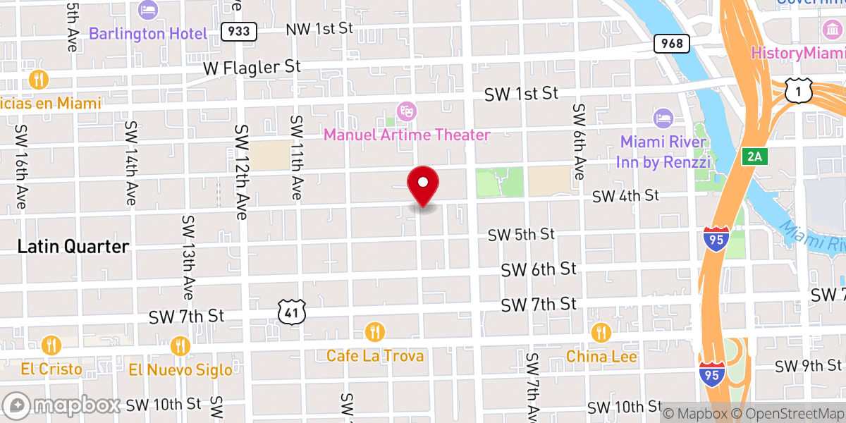 Map showing location of Central Miami Spanish SDA Church