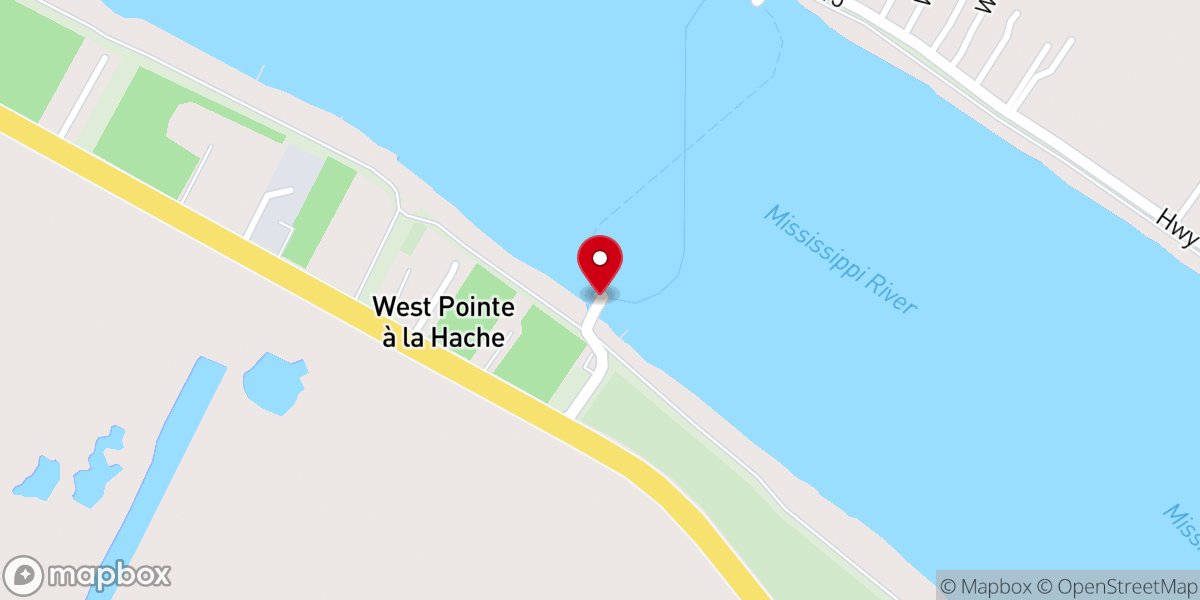 Map showing location of Point a la Hache Ferry