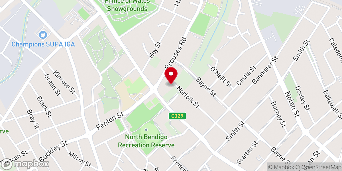 Map showing location of PBCC Bendigo
