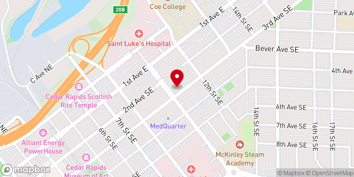 Map showing location of First Lutheran Church