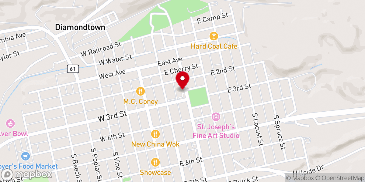 Map showing location of Mount Carmel Food Pantry