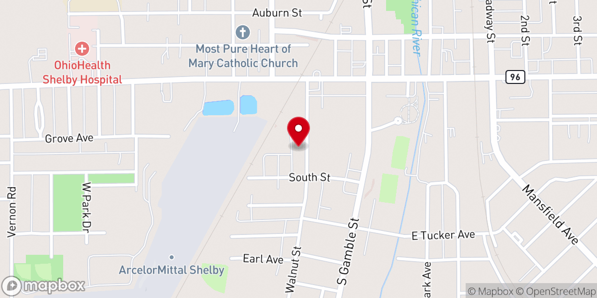 Map showing location of Shelby Help Line Ministries