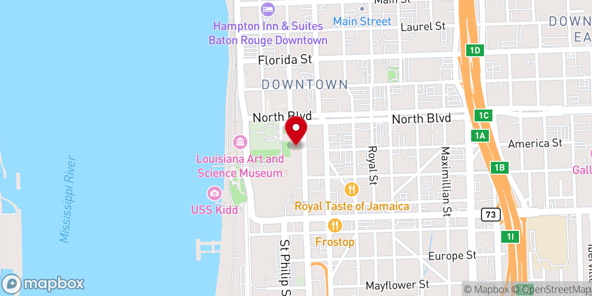 Map showing location of Baton Rouge Public Defender