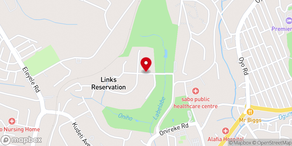 Map showing location of Mountain Of Fire Ministries (MFM) South-West 120 Regional HQ