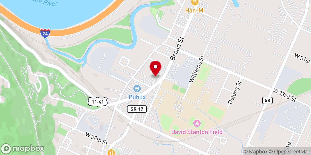 Map showing location of Calvary Chapel Chattanooga