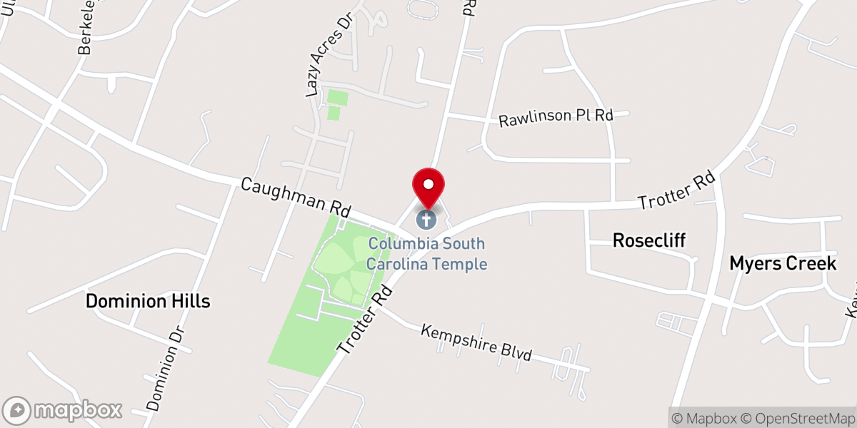 Map showing location of Columbia South Carolina Temple