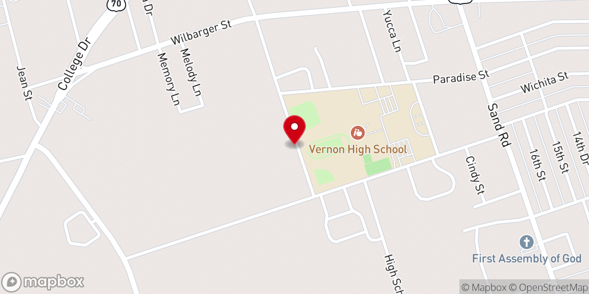 Map showing location of Vernon Church of God