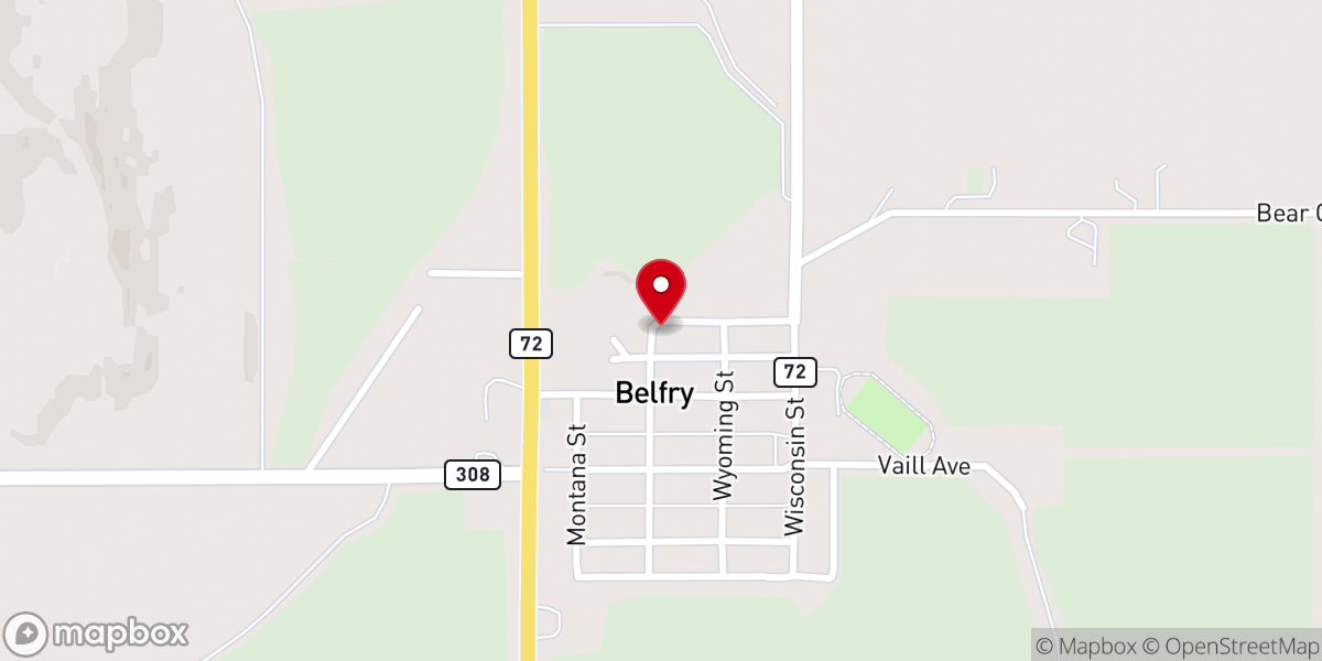 Map showing location of Belfry Rural Fire District