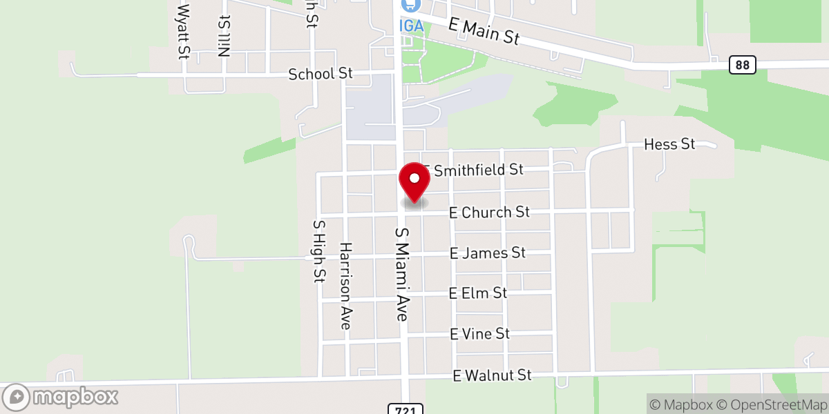 Map showing location of Bradford United Methodist Church